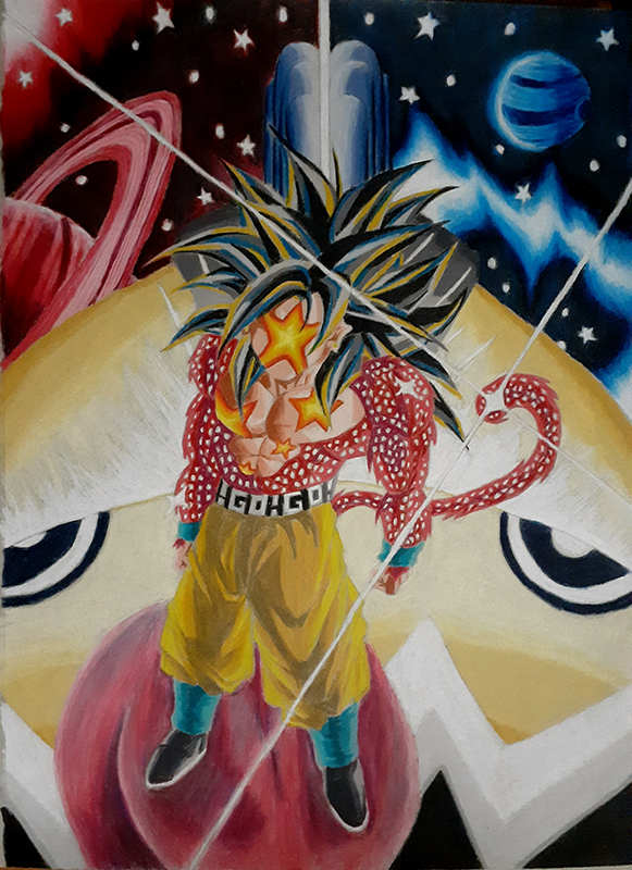 A being standing on a creature's tongue in space